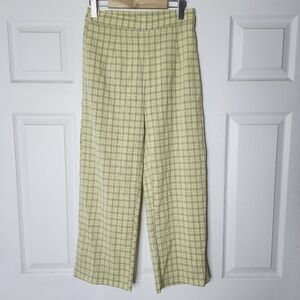 VINTAGE STYLE CLUELESS PREPPY BUTTER YELLOW PLAID TROUSERS SIZE SMALL